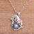 Cultured pearl pendant necklace, 'Blue Panther Orb' - Blue Cultured Pearl Pendant Necklace from Bali (image 2b) thumbail