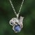 Cultured pearl pendant necklace, 'Blue Panther Moonlight' - Blue Cultured Pearl Panther Necklace from Bali thumbail