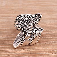 Sterling silver cocktail ring, 'Bee Grove' - Sterling Silver Bee Cocktail Ring from Bali