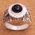 Onyx cocktail ring, 'Butterfly Caress' - Butterfly Motif Onyx Cocktail Ring from Bali thumbail