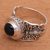 Onyx cocktail ring, 'Butterfly Caress' - Butterfly Motif Onyx Cocktail Ring from Bali (image 2c) thumbail