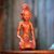 Wood sculpture, 'Red Balinese Bride' - Hand-Carved Red Suar Wood Bride Sculpture from Bali thumbail