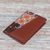 Cotton and faux leather passport holder, 'Winds of Travel' - Brown Faux Leather and Colorful Cotton Print Passport Holder (image 2c) thumbail