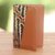 Batik cotton and faux leather passport holder, 'Sharp Traveler' - Light Brown Faux Leather Passport Holder with Cotton Print thumbail