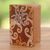 Batik cotton and faux leather passport case, 'Brown Star' - Brown and Gold Faux Leather Batik Floral Passport Case thumbail