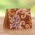 Batik cotton and faux leather passport case, 'Brown Star' - Brown and Gold Faux Leather Batik Floral Passport Case (image 2b) thumbail