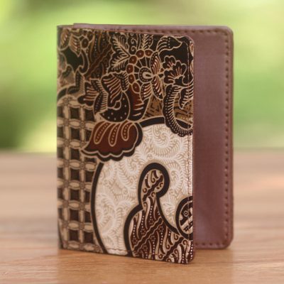 Batik cotton passport case, Earthy Paradise