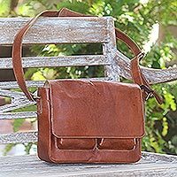 Leather messenger bag,