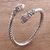 Sterling silver cuff bracelet, 'Tiger Twins' - Handcrafted Sterling Silver Woven Cuff Tiger Head Bracelet thumbail