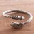 Sterling silver cuff bracelet, 'Tiger Twins' - Handcrafted Sterling Silver Woven Cuff Tiger Head Bracelet (image 2b) thumbail