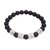 Men's onyx beaded stretch bracelet, 'Through the Cracks' - Men's Matte Onyx Beaded Stretch Bracelet from Bali (image 2a) thumbail
