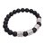 Men's onyx beaded stretch bracelet, 'Through the Cracks' - Men's Matte Onyx Beaded Stretch Bracelet from Bali (image 2c) thumbail