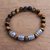 Tiger's eye beaded stretch bracelet, 'Batur Heritage' - Tiger's Eye and Sterling Silver Beaded Stretch Bracelet thumbail