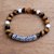 Tiger's eye beaded stretch bracelet, 'Gleaming Arch' - Tiger's Eye and Sterling Silver Beaded Stretch Bracelet thumbail