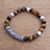 Tiger's eye beaded stretch bracelet, 'Gleaming Arch' - Tiger's Eye and Sterling Silver Beaded Stretch Bracelet (image 2b) thumbail