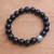 Onyx beaded stretch bracelet, 'Spheres of Darkness' - Black Onyx and Sterling Silver Beaded Stretch Bracelet (image 2b) thumbail