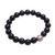 Onyx beaded stretch bracelet, 'Spheres of Darkness' - Black Onyx and Sterling Silver Beaded Stretch Bracelet (image 2c) thumbail