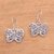 Sterling silver dangle earrings, 'Curling Wings' - Openwork Sterling Silver Butterfly Dangle Earrings from Bali (image 2b) thumbail