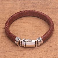 Leather braided wristband bracelet,