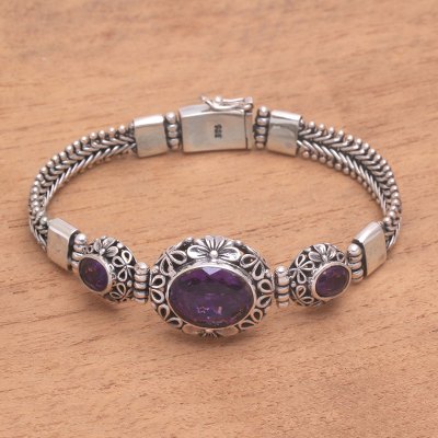 Amethyst link pendant bracelet, Garden Glow