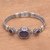 Amethyst link pendant bracelet, 'Garden Glow' - Faceted Amethyst Oval Pendant Sterling Silver Link Bracelet thumbail
