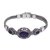 Amethyst link pendant bracelet, 'Garden Glow' - Faceted Amethyst Oval Pendant Sterling Silver Link Bracelet (image 2a) thumbail