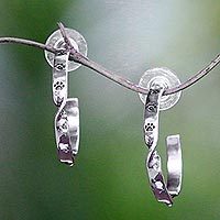 Sterling silver half-hoop earrings,