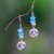 Chalcedony dangle earrings, 'Angelic Puppies' - Dog-Themed Chalcedony Dangle Earrings from Bali thumbail