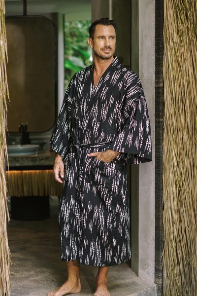Mens cotton robe, Pebble River