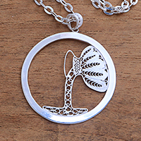 Sterling silver filigree pendant necklace, 'Elegant Aquarius' - Sterling Silver Filigree Aquarius Necklace from Java