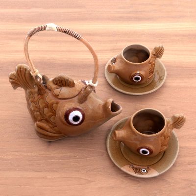 Ceramic tea set, Taman Sari Trout (set for 2)