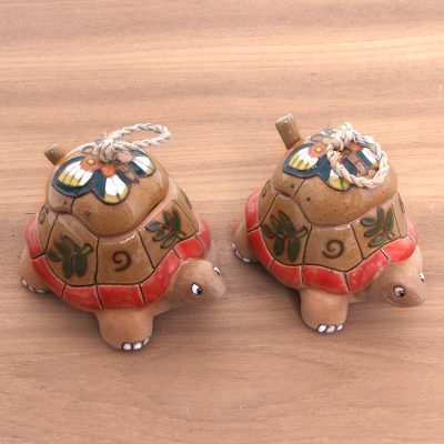 Ceramic condiment bowls, Spring Turtles (pair)