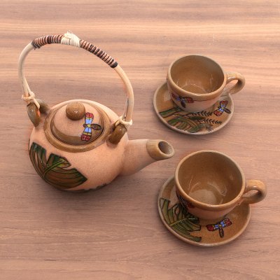 Ceramic tea set, Spring Dragonflies (set for 2)