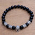 Men's onyx beaded stretch bracelet, 'Spartan Spirit' - Men's Spartan-Themed Onyx Beaded Stretch Bracelet thumbail