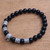 Men's onyx beaded stretch bracelet, 'Spartan Spirit' - Men's Spartan-Themed Onyx Beaded Stretch Bracelet (image 2b) thumbail