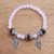 Rose quartz and tiger's eye beaded stretch bracelet, 'Leafy Miracle' - Leaf Motif Rose Quartz and Tiger's Eye Bracelet from Bali (image 2b) thumbail