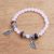 Rose quartz and tiger's eye beaded stretch bracelet, 'Leafy Miracle' - Leaf Motif Rose Quartz and Tiger's Eye Bracelet from Bali (image 2c) thumbail