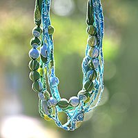 Batik cotton strand necklace,
