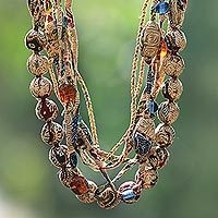 Batik cotton strand necklace,