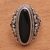 Onyx cocktail ring, 'Quiet Night' - Sterling Silver Ornate Oblong Black Onyx Cocktail Ring (image 2b) thumbail