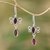 Garnet dangle earrings, 'Crimson Rainfall' - Sterling Silver and Garnet Red Raindrop Dangle Earrings thumbail