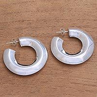 Sterling silver half-hoop earrings,