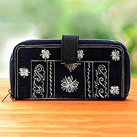 Embroidered cotton clutch,
