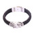 Men's sterling silver braided pendant bracelet, 'Panther Palace' - Men's Leather and Sterling Silver Panther Braided Bracelet (image 2a) thumbail