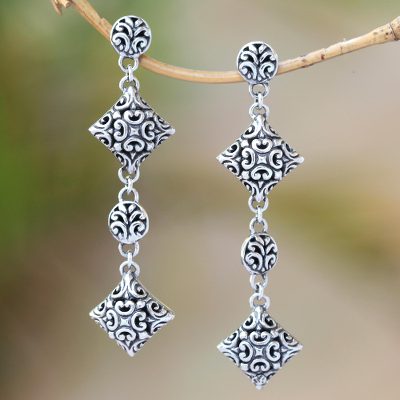Sterling silver dangle earrings, Exuberant Vines