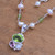Multi-gemstone pendant necklace, 'Moonlit Dewdrops' - Cultured Pearl and Amethyst Peridot Pendant Necklace (image 2c) thumbail