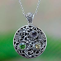 Multi-gemstone pendant necklace, Butterfly Vines
