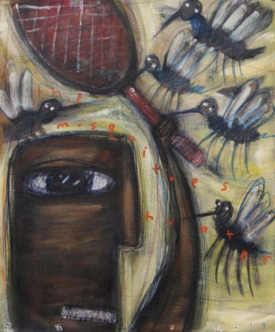 'The Mosquito Hunter' - Signed Modern Mosquito Painting from Bali