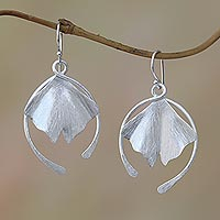 Sterling silver dangle earrings, 'Flying Petals' - Flower Petal Sterling Silver Dangle Earrings from Bali