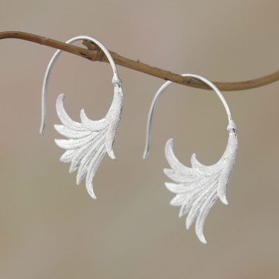 Sterling silver half-hoop earrings, Blossoming Friends
